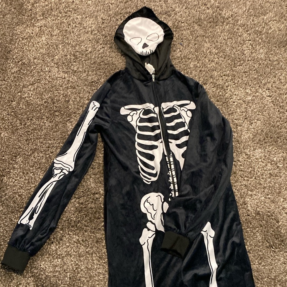 Skeleton Print Hooded Onesie